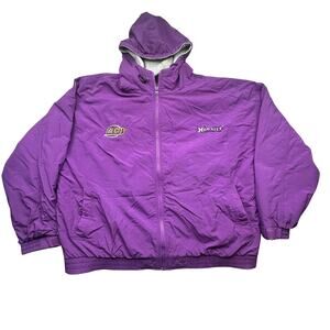 Vintage Hoosier Racing Tire Full Zip Hoodie Nylon Jacket Mens 3XL Purple Lined